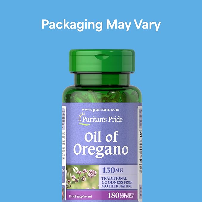 Puritan's Pride Oil of Oregano 150mg Traditional Herbal Immune Support 180 Rapid Release Softgels Pack of 2