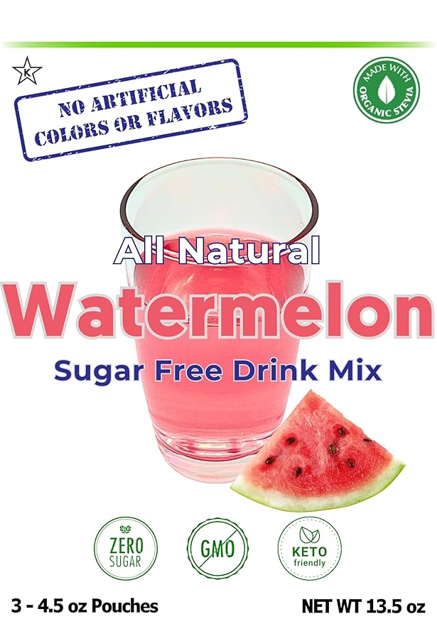 GramZero All Natural Watermelon Zero Calorie Sugar Free Drink Mix Great For Nutrition Club Loaded Tea Stevia Sweetened