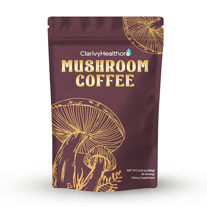 Instant Mushroom Coffee with Lions Mane Turkey Tail 6 Adaptogenic Mushrooms – Mushroom Supplement &amp Powder for Energy Focus Digestion &amp Immunity – 30 Servings