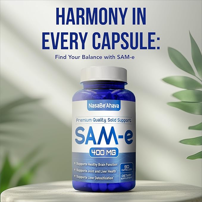 SAM-E Supplement 400mg | Easy Absorption S-Adenosyl-L-Methionine SAM-e 400mg for Bone and Mood Support Supplement | Made in The USA Non-GMO and Gluten Free (90 Day Supply)