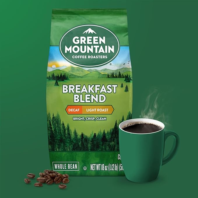 Green Mountain Coffee Roasters Breakfast Blend Decaf Whole Bean Coffee Bagged 18 oz