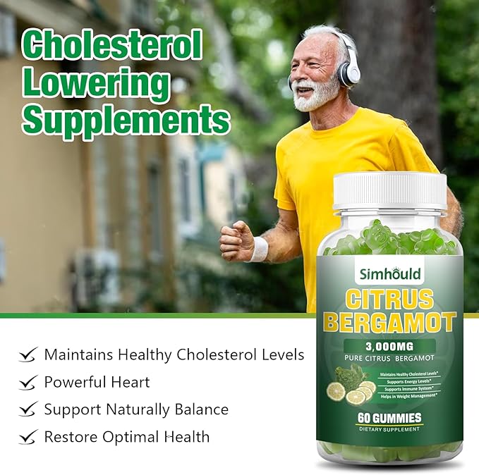 2 Pack Citrus Bergamot Gummies -3000MG Citrus Bergamot Extract Cholesterol Lowering Supplement for lmmune Support Healthy Anti-Aging Hight Cholesterol Vegan Gummy 120 Counts Lime Flavor