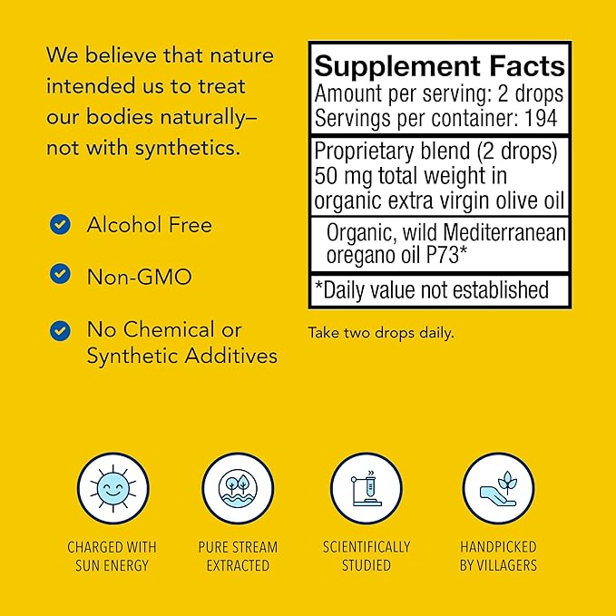 NORTH AMERICAN HERB &amp SPICE Super Strength Oreganol - 0.45 fl. oz. - Unprocessed Wild Organic Oregano Oil - Mediterranean Source P73 - Non-GMO - 194 Servings