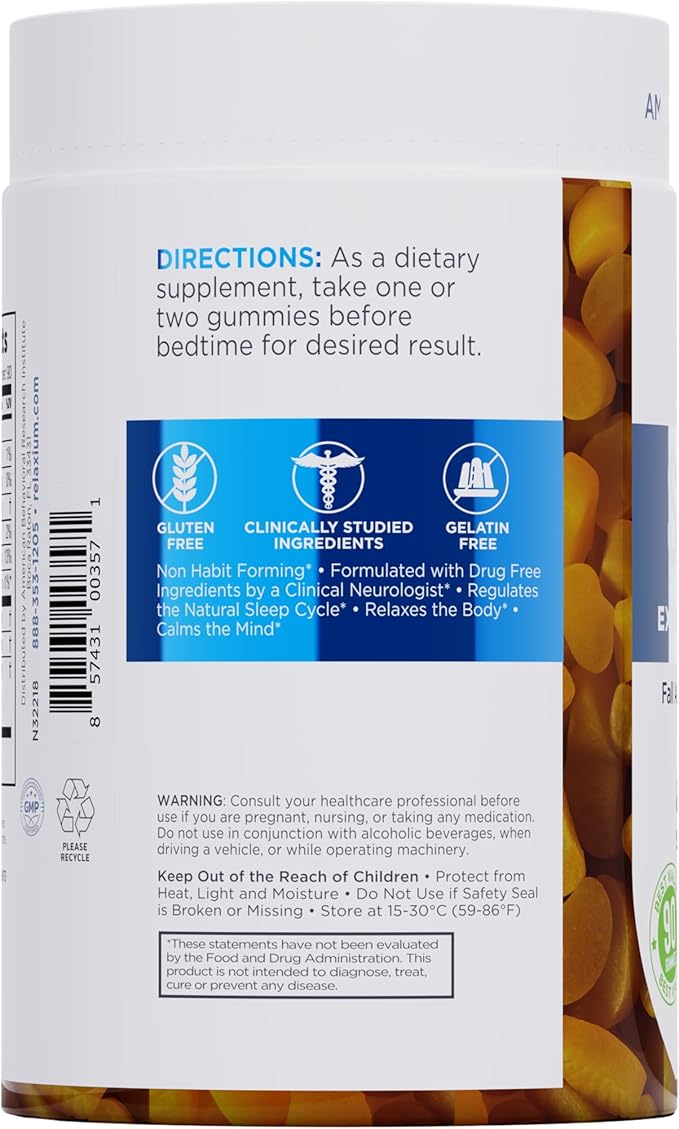 Relaxium SleepQuick Gummies - Sleep Aid + Gut Health &amp Immune Support 5mg Melatonin Vitamin D-3 + Prebiotic &amp Probiotic Blend Gluten &amp Drug Free Lemon Flavor 90 Gummies (Pack of 2)