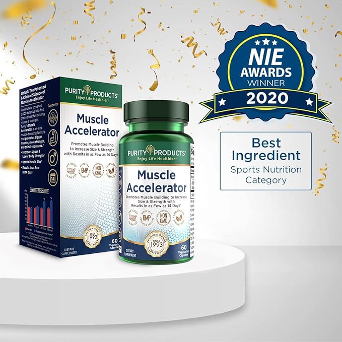 Purity Products Muscle Accelerator 650 mg Patented &amp Clinically Tested Muscle Accelerator Blend of Ayurvedic Herbal Extracts Promotes Strength Endurance + Muscle Growth - 60 Veg Caps