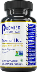 Premier Research Labs Premier HCL - Betaine HCL Betaine Hydrochloride Supplement for Optimal Digestive Function Nutrient Absorption Betaine-HCL for Low Stomach Acid- 90 Vegetarian Capsules