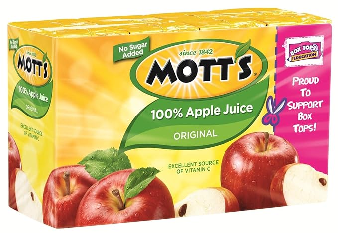 Motts 100% Apple Juice - No Sugar Added - Excellent Source of Vitamin C - 100 Calories Per Serving - Non GMO - Ready Set Gourmet Donate a Meal Program - 1 Pack (8ct 6.75oz Each)