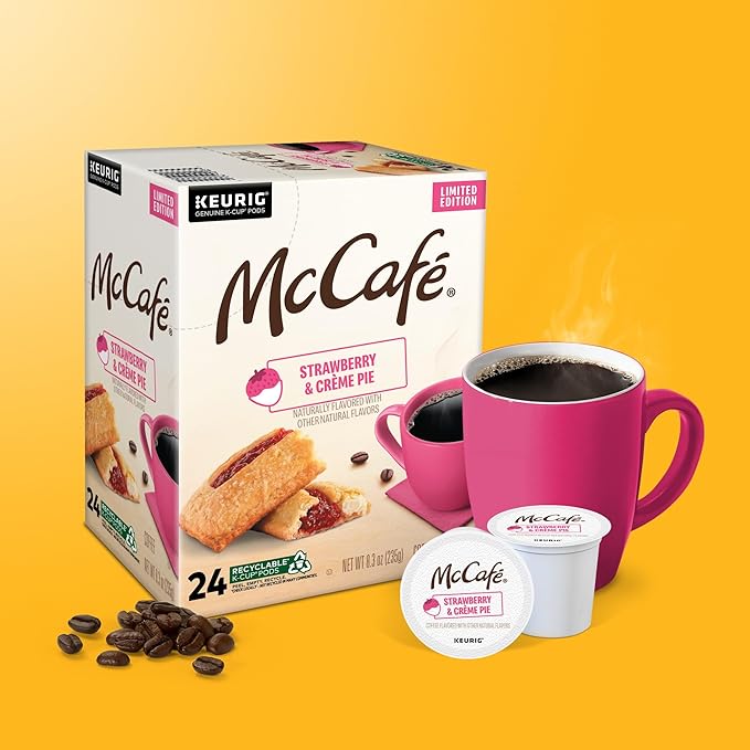 McCafé Strawberry &amp Crème Pie Light Roast Flavored Coffee Single Serve Keurig® K-Cup Pods Limited Edition 96 Count