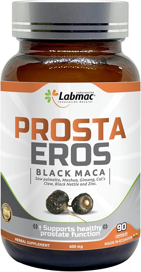 ProstaEros- Prostate Support Supplement - 7 Natural Ingredients - Black Maca Saw Palmetto Mashua Cat's Claw Gingseg Black Nettle and Zinc Capsules 90 Count (Pack of 1)