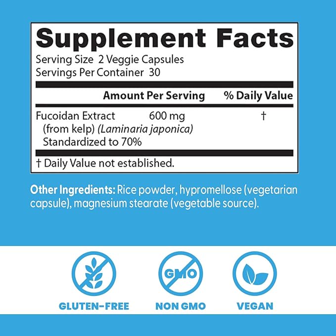 Doctors Best Fucoidan Immune &amp Antioxidant Support Non-GMO Gluten Free Vegan 60 Veggie Cap