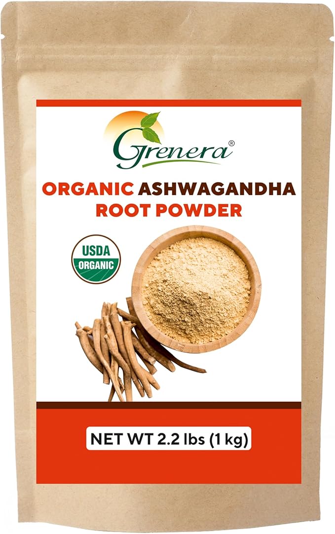 Grenera Organic Ashwagandha Powder 2.2 lbs (35.2 Ounce) (Withania somnifera) - Organic Vegan Kosher Certified