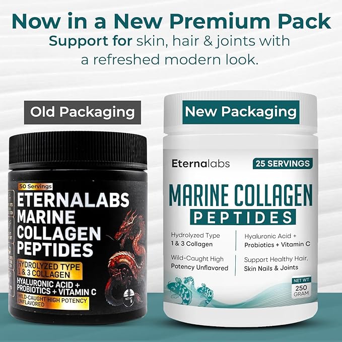 Collagen Peptides Powder for Women &amp Men 500g | Hydrolyzed Collagen Type I &amp III with Hyaluronic Acid &amp Vitamin C Supports Hair Skin Nails Bones &amp Joints | Gluten-Free | Unflavored