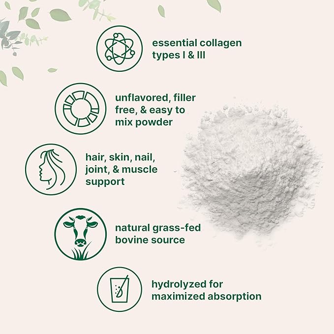 Micro Ingredients Bovine Collagen Peptides Powder 1lb | Type I &amp III + Natural Protein | Grass-Fed Bovine Source | Unflavored | Paleo Non-GMO