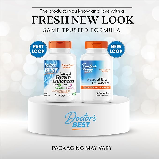 Doctors Best Natural Brain Enhancers with AlphaSize + SerinAid Supports Memory &amp Attention Non-GMO Gluten Free Vegan 60 Veggie Caps