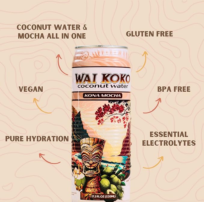 Wai Koko Coconut Water - KONA MOCHA 17.5 fl oz (12pk)