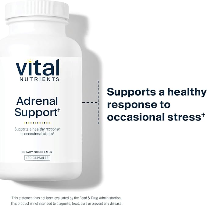 Vital Nutrients Adrenal Support - Adrenal Support Supplements for Gland Function and Cortisol Management - Supports Energy and Stress Levels - Gluten Dairy Soy Free - 120 Capsules