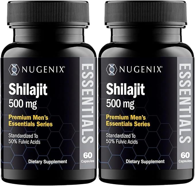 Nugenix Essentials Shilajit Capsules Supplement - 500mg Standardized to 50% Fulvic Acids 120 Capsules