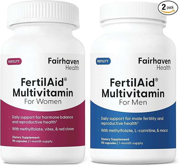 Fairhaven Health FertilAid for Men and Women Combo Fertility Supplements for Men and Women | Count and Motility Support Pre-Conception for Him | Prenatal Vitamin for Her with Vitex and Folate