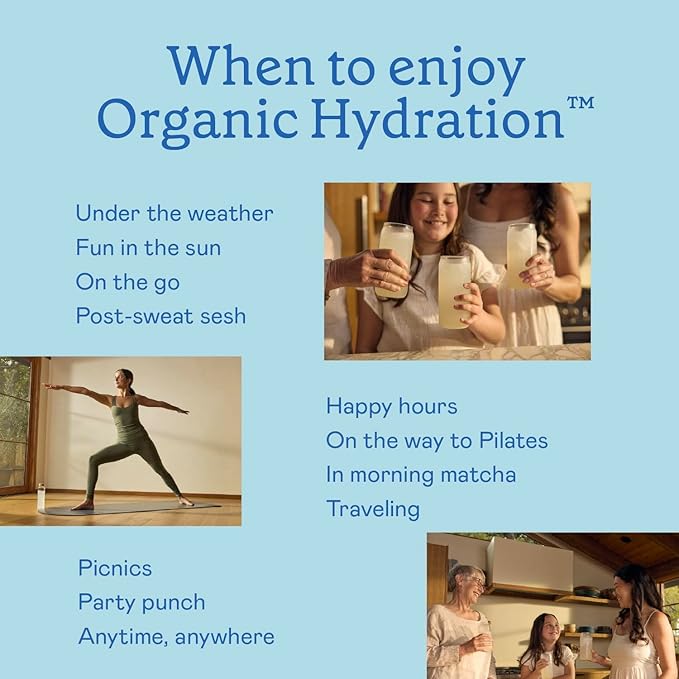 GOODONYA Organic Hydration Electrolyte Drink Mix Certified Organic Hydration Powder Non-GMO Biochecked Glyphosate Free Low Sugar Lemonade Flavor No Artificial Flavors 42 Servings
