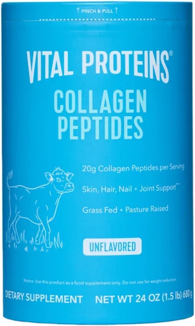 Vital Proteins Natural Whole Nutrition Collagen Peptides - Pasture Raised Grass Fed Paleo Friendly Gluten Free Single Ingredient - 24 Ounce