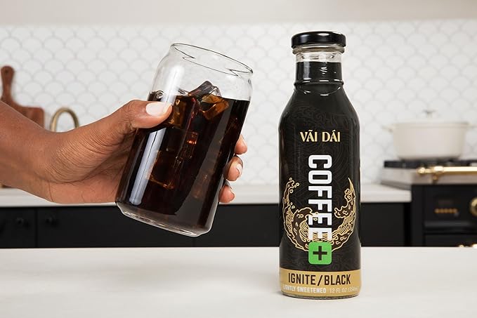 Vai Dai Coffee Black 12-pack 12 Fl Oz - Lightly Sweetened Ready-to-Drink Functional Adaptogens &amp Nootropics for Energy Focus &amp Mental Clarity with Lion’s Mane Ashwagandha Mushrooms &amp