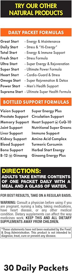 Great Start All-in-One Daily Vitamin Pack - Essential Nutrition - Vitamins C D3 K2 B-Complex Zinc Trace Minerals Super Greens &amp Marine Collagen - 30 Day Supply