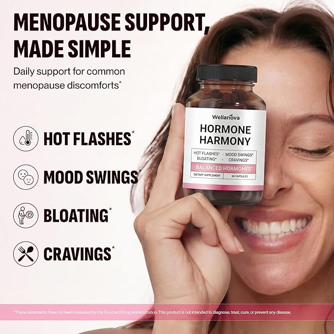Hormone Harmony for Women – Natural Hormonal Balance Support for Menopause &amp Perimenopause – Hot Flashes Mood Swings Cravings Bloating Relief – 60 Capsules