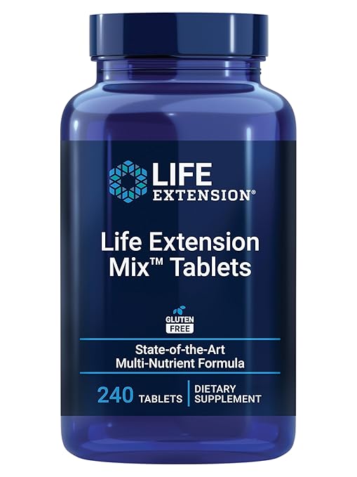 Life Extension Mix Tablets high-Potency Advanced Vitamin Mineral Fruit &amp Vegetable Formula Vitamin C B D E Magnesium for Whole-Body Health Healthy Aging Gluten-Free 240 Tablets