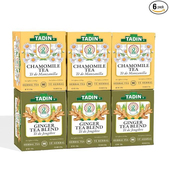 TADIN® Chamomile Tea and Ginger Tea Variety Pack Caffeine Free 24 Tea Bags per Carton Pack of 6