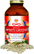 Superfood Capsules Blue Green Algae Based Capsules with 28 Organic Superfoods No Fillers or Grasses Energy &amp Longevity Low Temp Dehydrated Greens (34 Servings)