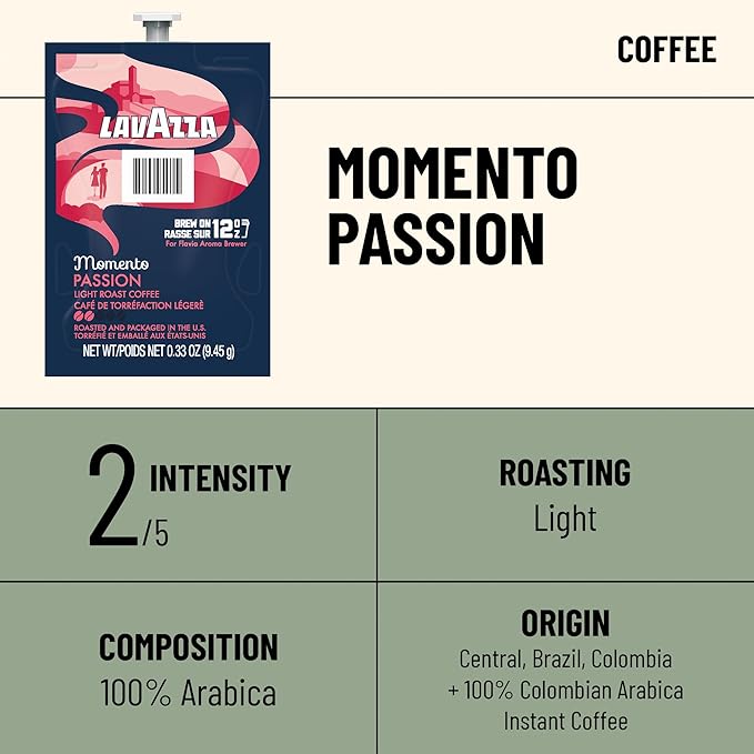 Flavia Lavazza Momento Passion 12 oz Coffee Freshpacks works only with Flavia Aroma Brewer Light Roast (Case of 38)