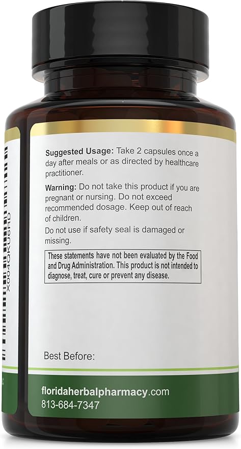Florida Herbal Pharmacy Papaya Leaf Extract Capsules 10:1 (120 Capsules) 500 mg per Capsule 1000 mg Serving (Pack of 1)