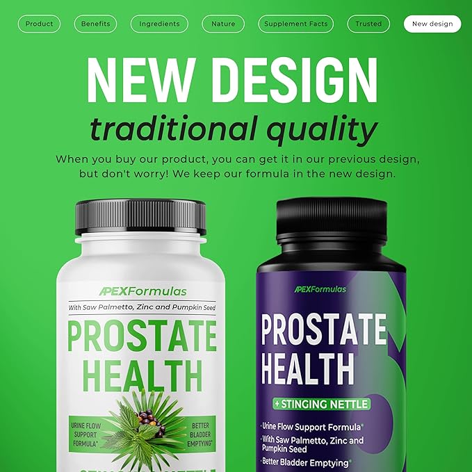 Prostate Health Supplements for Men with Stinging Nettle - Urinary Tract Health &amp DHT Blocker for Hair Growth - Pumpkin Seed Saw Palmetto Pygeum Lycopene - Mens Multivitamins with Zinc - 60 cap