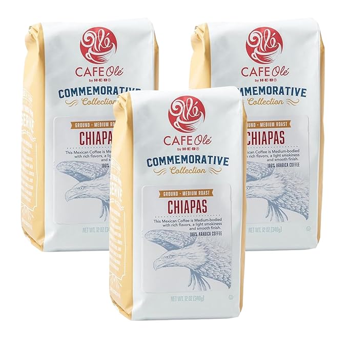 CAFE Ole Chiapas Ground Commemorative Collection Medium Roast Coffee 12oz (3 Bags)
