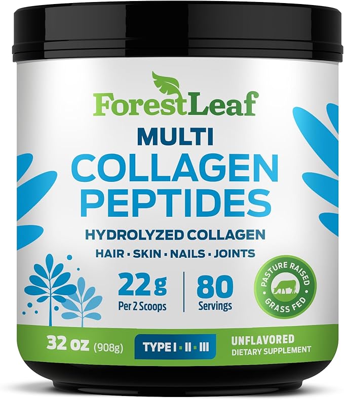 Collagen Peptides Powder Unflavored - Hydrolyzed Collagen Protein Powder Type 1 2 &amp 3 - Grass Fed Keto Collagen Powder for Women &amp Men - Vital Hair Skin Nails Joints Recovery 11g Per Ser