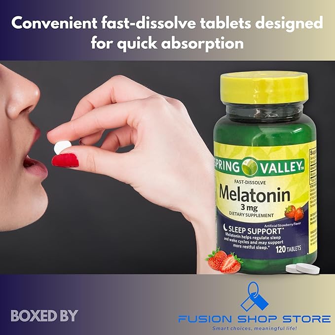 Melatonin 3mg- Fast Dissolve 120 Tablets (Pack of 2) Boxed by Fusion Shop Store