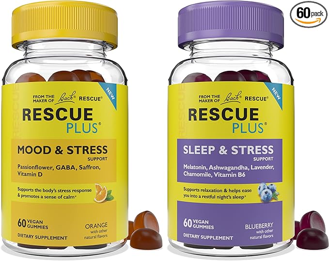 Bach Rescue Plus Gummy Day &amp Night Bundle 2 x 60 Count