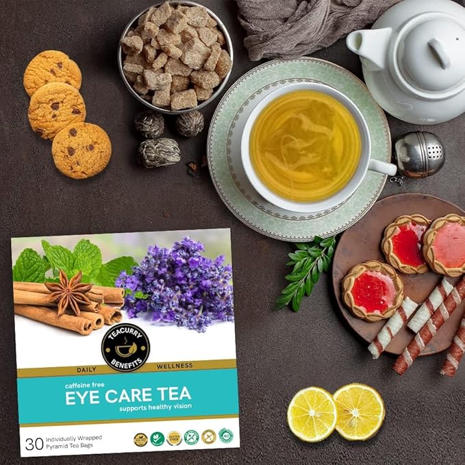 TEACURRY Eye Care Tea (30 Tea Bags Pack of 1 Month) - Helps to Eye Wellness Improve Vision and Promotes Relaxation