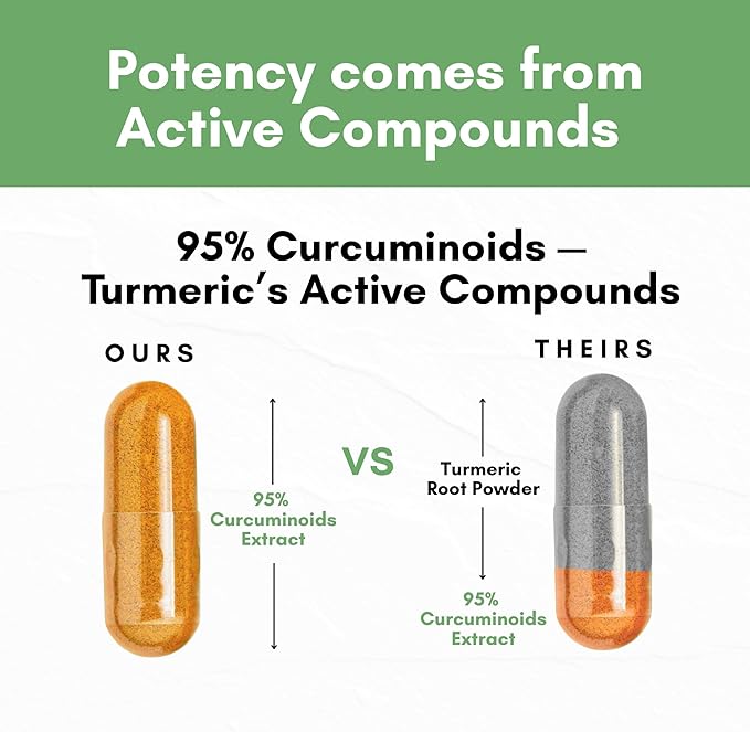 Turmeric Curcumin Extract 1500mg – Full Dose of 95% Curcuminoids with Black Pepper Ginger &amp Cinnamon – High Absorption Turmeric Supplement – Non-GMO Natural Capsules