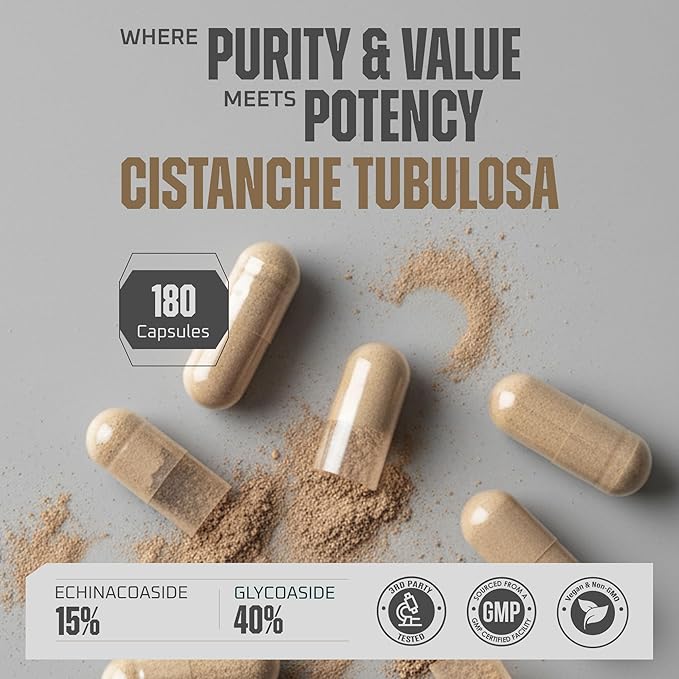 Earth Elixir Cistanche Supplement for Men &amp Women – Potent Cistanche Tubulosa Extract Capsules for Daily Vitality Strength &amp Performance Support – Made in USA 3rd Party Tested &amp 3 Month