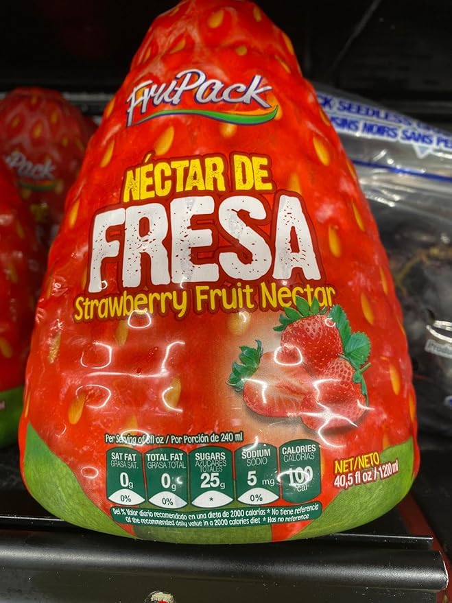 Strawberry Fruit Nectar – 40.5 fl oz / 1200 ml Family‑Size Bottle Real Strawberry Flavor Refreshing Fruit Beverage No Fat Vitamin C Source Ready‑to‑Drink Strawberry Nectar- Nectar de Fresa frupack