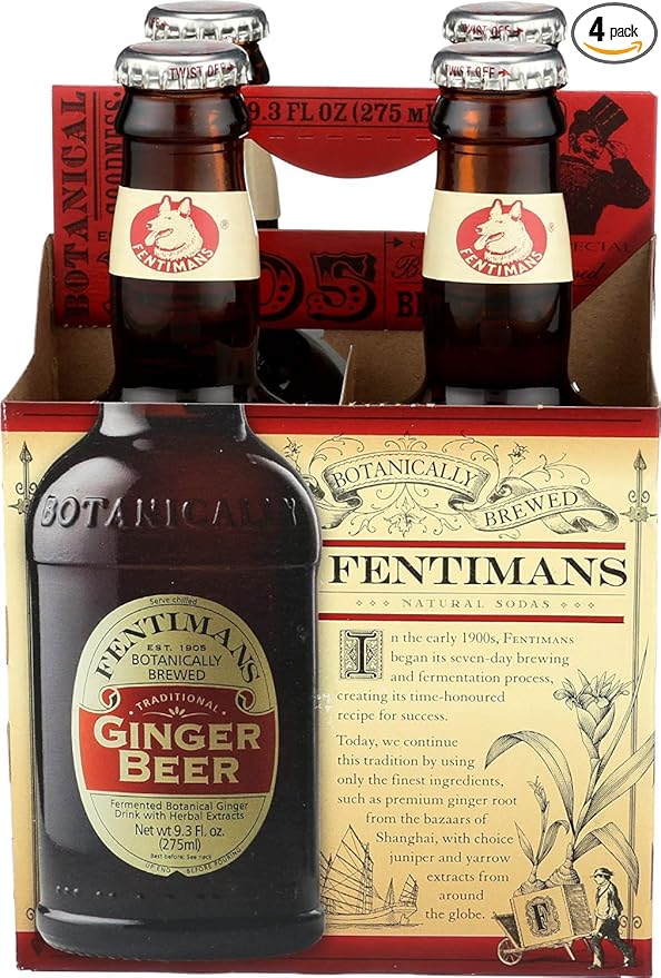 Fentimans Sparkling Ginger Beer - Ginger Ale Ginger Beer Non Alcoholic Craft Soda with Herbal Extracts &amp Natural Ingredients Botanically Brewed - 9.3 Fl Oz (Pack of 4)