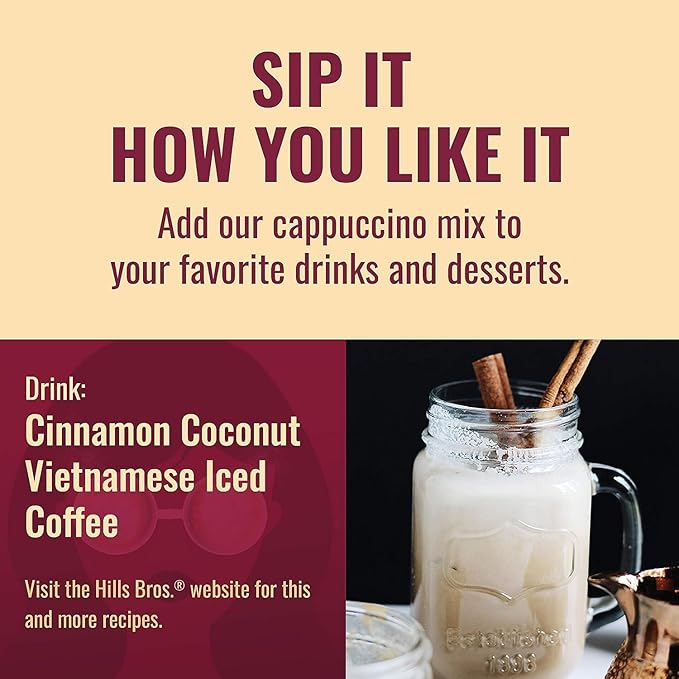 Hills Bros Instant Decadent Classic Cappuccino Mix with a Hint of Sweetness Easy to Use and Convenient Enjoy Coffeehouse Flavor at Home Frothy 14 Oz (Pack of 3)