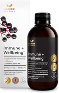 Immune + Wellbeing Syrup Herbal Formula with Elderberry Echinacea &amp Olive Leaf High Absorption Wild Berry Flavor Plant-Based - 6.7 Fl oz (40 Servings)