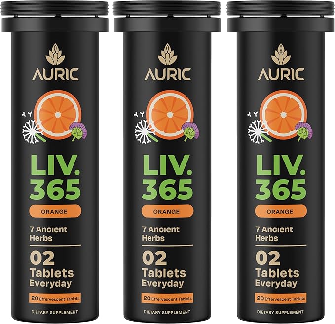 Auric Herbal Liver Support Supplement | Milk Thistle (Silymarin) Turmeric Garlic Ginger for Liver Health | Advanced Detox &amp Cleansing Formula for active Liver | 60 Tablets | Plant Based Gluten-
