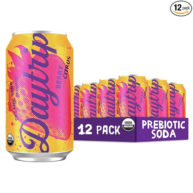 Daytrip Organic Sparkling Prebiotic Soda Low Sugar Soda and Low Calorie Healthy Soda Alternative Prebiotic Drink for Gut Health Drink and Digestion Refreshing Functional Beverage with Plant-Based F