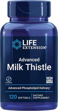 Life Extension Advanced Milk Thistle Liver Health Supplement Liver Detox Cell Division silymarin silybin bioavailable Gluten Free Non-GMO 120 softgels