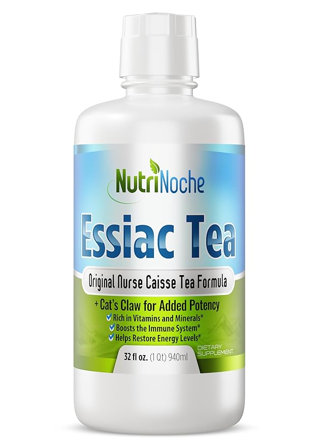 NutriNoche All Natural Genuine Essiac Tea - Pure Essiac Liquid Herbal Supplement - Organic and WildCrafted Herbs - 32 oz Bottle - Ojibwa Tea - Pre-Brewed Ready to Drink
