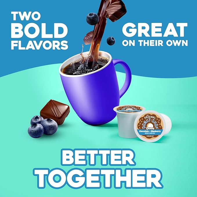 The Original Donut Shop Duos Chocolate Blueberry Coffee Keurig Single-Serve K-Cup Pods 60 Count (6 Packs of 10)