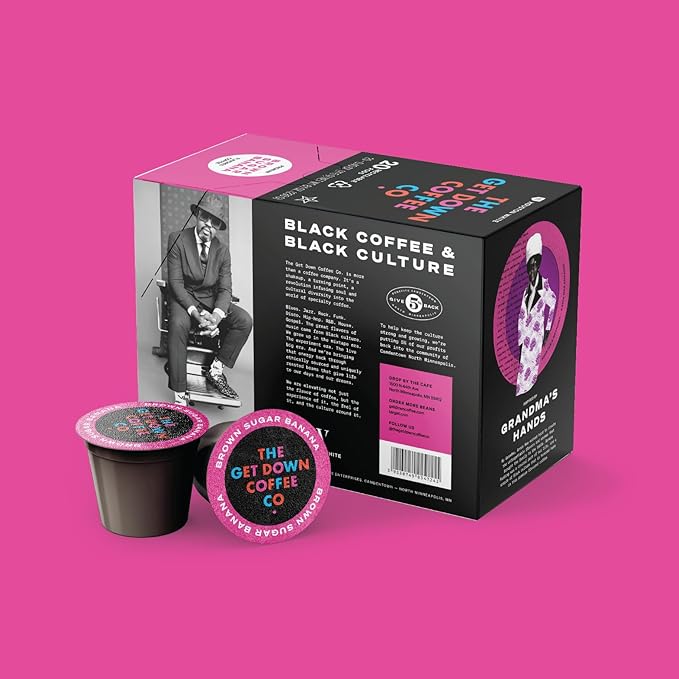 The Get Down Coffee Co. Brown Sugar Banana Flavored Coffee Pods 20 ct 100% Arabica Coffee Single Serve Coffee Pods Compatible with K Cups Brewers